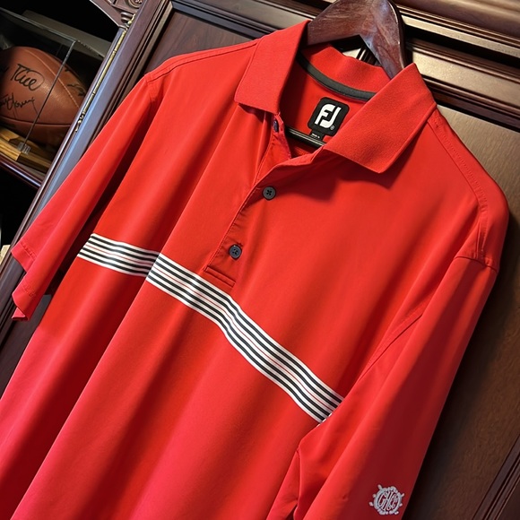 Like New Condition Rare Foot Joy Vintage Men’s Classic Red Golf Mid Striped Polo - Picture 2 of 8